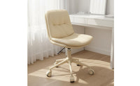 Waterproof Cushioned Vanity Stool with Back Easy to Clean Upholstered Rolling Computer Chair Comfortable Cushion Home Furniture Nordic Design for Women, Students