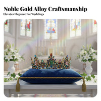 Colorful Crystal Crown Handmade Multicolored Crystal Crown Baroque Crystal Stone Tiara Headpiece for Entertainers, Weddings