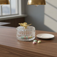 Crystal Candy Bowl Elegant Design Decorative Lidded Container for Party, Wedding