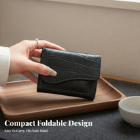 Korean Elegance Multi-Slot Card Case Stone Grain Texture Compact Card Holder Wallet Foldable for Girls, Travelers, Daily Use, Commuting
