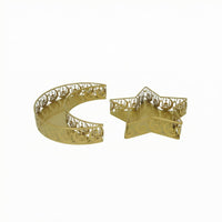 2 Pieces Perforated Metal Tray Set Gold-Colored Crescent Moon Tray