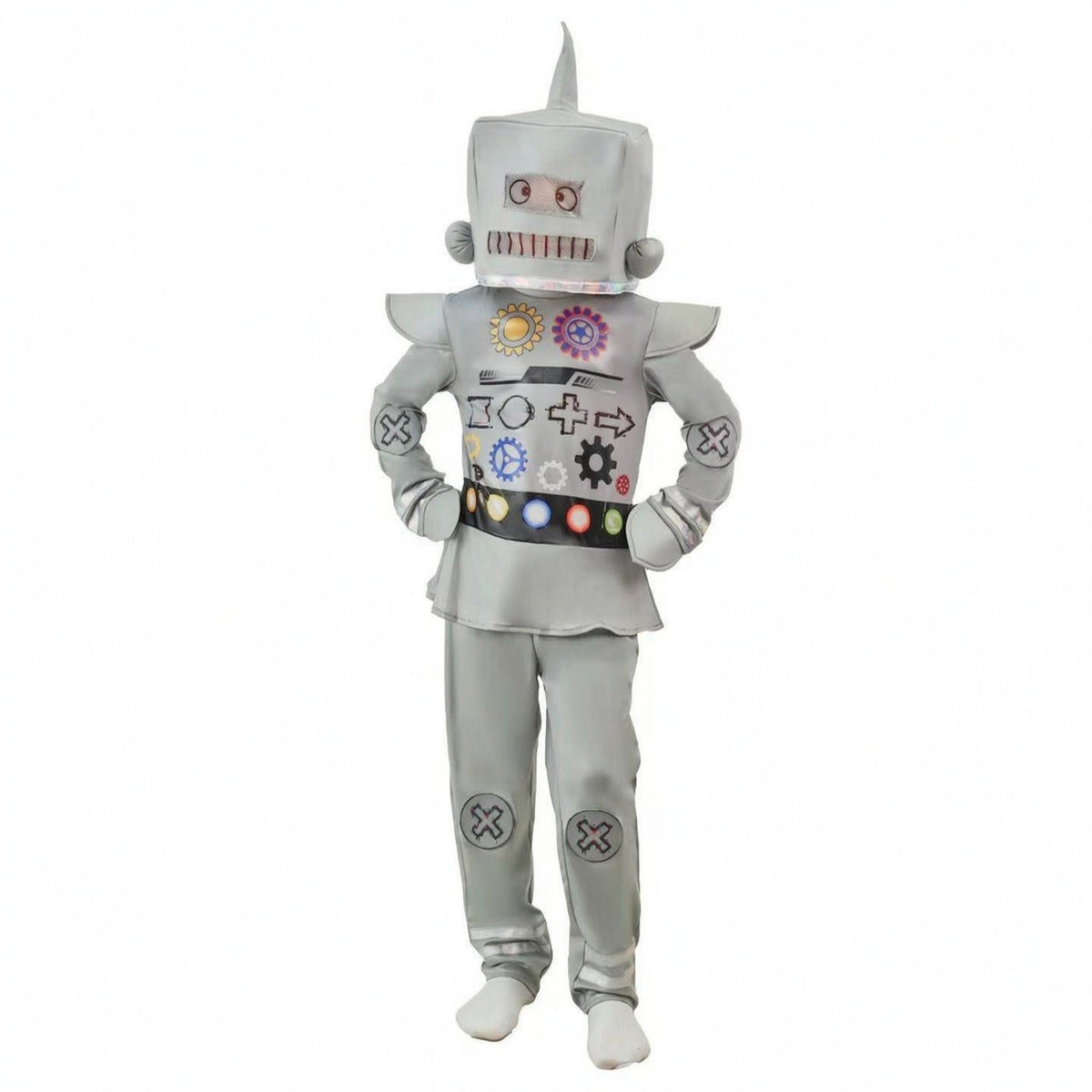 Children's Robot Costume Silver-Gray Full-Body Robot Outfit Polyester