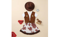 Cowboy Costume Set Fringed Vest Western Themed Outfit Family Matching Cowgirl Costume Set for Halloween
