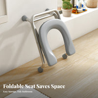 Foldable Bedside Commode Sturdy Frame Portable Toilet Removable Pail for Seniors