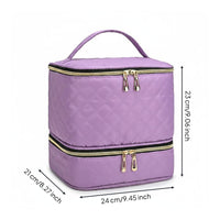 Double Layer Nail Polish Bag Portable Shoulder Strap 40 Bottle Nail Polish Case Large Capacity for Manicurists, Travel, Salon