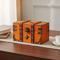 Chinese Retro Keepsake Box Multipurpose Wooden Jewelry Box with Lock Locking Wooden Treasure Chest Sturdy Wood Construction