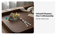 Chinese Design Tassel Hair Fastener Elegant Design Traditional Chinese Attire Tassel Hairpin Enamel Bead Barrette Handmade