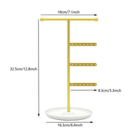 T-Shaped Jewelry Stand with Tray Multi-Functional Storage for Dresser, Women