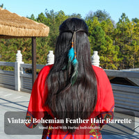 Feather Hair Fastener Bohemian Design Tassel Bead Hair Piece Fastener-in Feather Hairpiece Natural Feathers Headdress Wooden