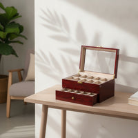 Watch Box with Drawer Padded Watch Display Case Shielded Organizer for Dresser