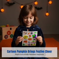 Fluorescent Kids Stickers, Halloween Pumpkin, Cartoon Face