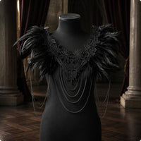 Lace Feather Shawl Medieval-Inspired Aesthetic Feather Shoulder Cape Luxury Look