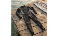 Stand Collar Foot-Stirrup Rash Guard Raglan Seams Men's Rash Guard Suit Contrast Panels Full-Length Swim Suit Fitted for Diving, Snorkeling, Surfing, Swimming