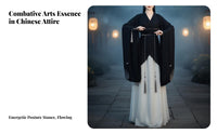 Wei Dynasty Design Combat Arts Costume Flowing Design Black Cross-Collar