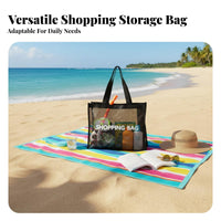 Lightweight Mesh Tote Bag Sturdy Large Capacity Beach Bag Comfortable Straps for Shoppers, Students, Daily Use, Travel, Picnic