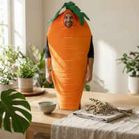 Carrot Cosplay Costume Horizontal Streaks Carrot-Shaped Costume Oval Opening Dress up Outfit for Role-Play