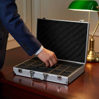 Aluminum Watch Briefcase Lockable Watch Travel Carrying Case Accessory Organizer Rigid-Shell Protection Long-Lasting Handle