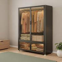 Adjustable Metal Wardrobe Easy to Clean Metal Storage Locker Clothing Organizer Attractive Doors Bedroom Furniture for Children