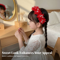 Floral Hairband for Children, Flower Wreath Headband, Tulle Mesh, Sweet Korean Design, Handmade, Event, Bride