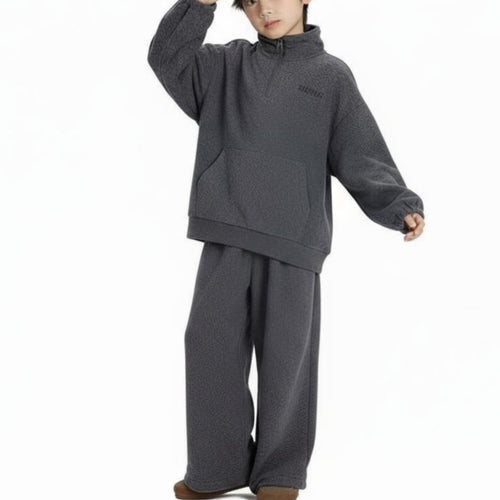 Children's Fleece Lined Sweatshirt Set, New Year Edition, Soft, Gentle on Skin, Pullover & Pants, Autumn Winter