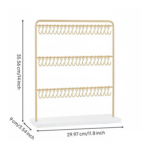 3-Tier Jewelry Display Stand Freestanding 60-Hook Bracelet Holder Untangled Necklace and Earring Display Rack for Retailers, Dresser Top, Boutique