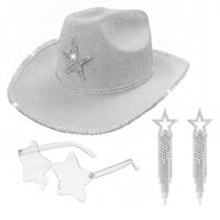 3 Pieces Dangling Star Earrings Oversized Cowgirl Outfit Kit Fringed Look