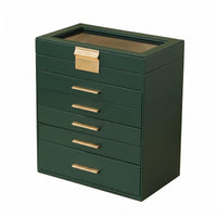 Multi-Layer Jewelry Organizer Hard-Cover Drawer Jewelry Box Handles Dresser Storage