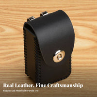 Hands-Effortless Leather Folding Glasses Case Compact Belt Clip Eyeglass Case Safeguarding for Adults, Seniors, Daily Use, Outdoor, Outdoors