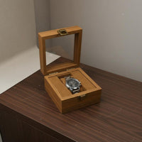 Wooden Watch Display Case Vintage Wood Grain Watch and Jewelry Organizer Soft Luxe Textile Lining Perfect Gift for Closet