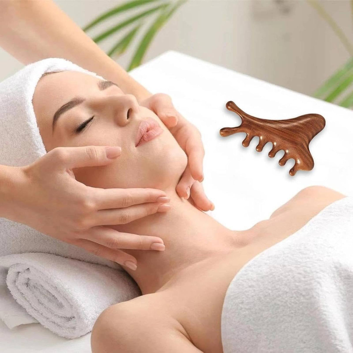 Sandalwood Meridian Comb Ergonomic Design 4-in-Personal Scraping Tool