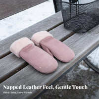 Windproof Suede Winter Mittens Neck Strap Design Suede Mittens Extra Thick for Students, Adults, Cycling, Cold Weather, Hiking