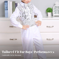 Children's Choir Sparkle Performance Costume, Boys Dance Stage Outfit, Vibrant Colors, Necktie Included