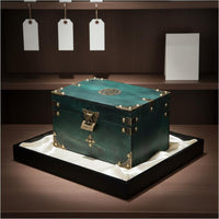Wooden Jewelry Box Sturdy Wood Construction Chinese Design Keepsake Box Antique Design Treasure Chest Skillfully Made