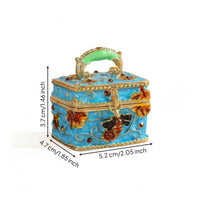 Mini Jewelry Box with Handle Gold-Tone Enamel Jewelry Box Gift for Vanity, Girls