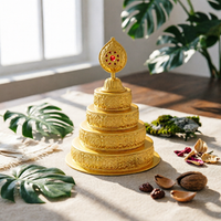 Tibetan Mandala Plate High Quality Alloy Mandala Offering Set Tiered Offering Tray Elegant Craftsmanship Religious Item