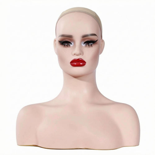 Mannequin Head with Shoulders Realistic Female Mannequin Head Sturdy Photography Prop Bust