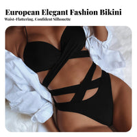 Alluring High Waisted Bikini Strappy Design High Waist Wrap Bikini Adjustable Fit for Adults, Summer, Swimming, Vacation