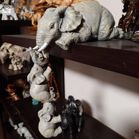 Resin Elephant Family Sculpture Symbolizes Maternal Love Mother and Young Elephant Statue Sentimental Gift Mother and 2 Young Elephants Sculpture