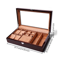 Watch Display Case with Glass Lid Tabletop Wooden Display Case Transparent