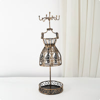 Dress-Shaped Jewelry Holder Multi-Functional Metal Earring Stand Compact