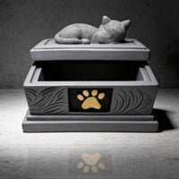 Resin Feline Memorial Box Personalized Feline Cremation Urn Handmade Design