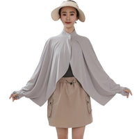 Sun Protection Cape Breathable Outerwear Button Closure for Women