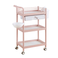 3-Tier Rolling Cart with Basin Mobile Salon Cart with Drawer Multi-Purpose