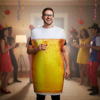 Beer Mug Costume Printed Beer Mug Cosplay Fuzzy Garment for Adults