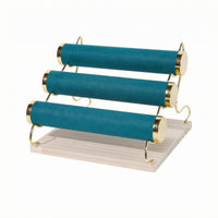 Three Tier Jewelry Display Rack Rounded Ends Three-Tier Jewelry Stand Golden