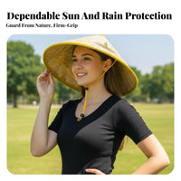 Conical Bamboo Hat water-resistant Pointed Bamboo Hat Breathable for Gardeners, grown-ups