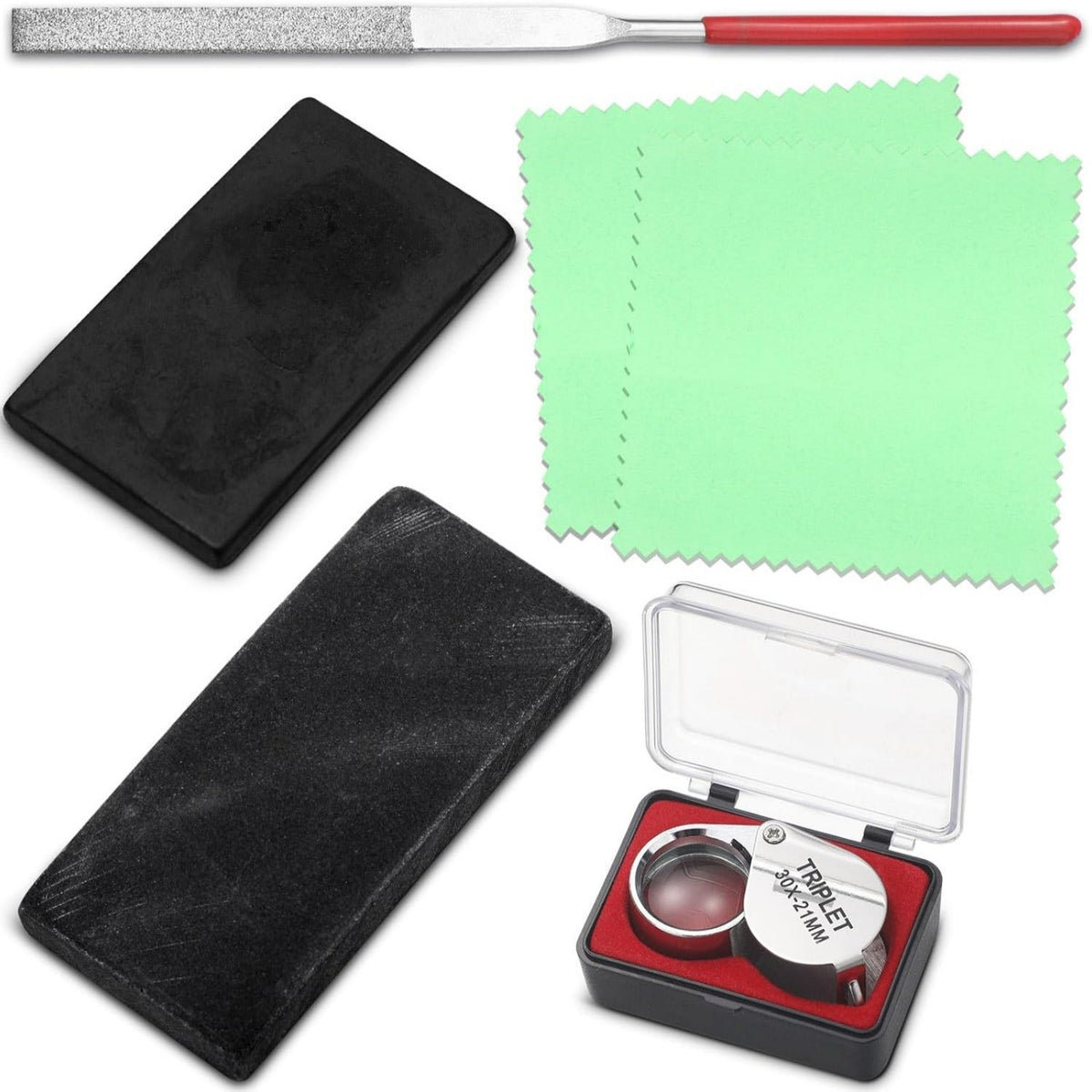 6 Pieces Jewelry Testing Kit Easy to Use Jewelry Testing Kit with Polishing Cloth Accurate for Collectors