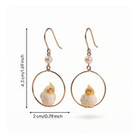 Earrings with Bird Charm Golden-Hued Dangle Earrings Whimsical for Women, Teens