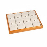 Linen Jewelry Tray Showcase Scratch Protection Wooden Jewelry Display Tray for Dresser Top