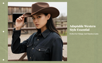 Adjustable wool cowboy hat, wide brim